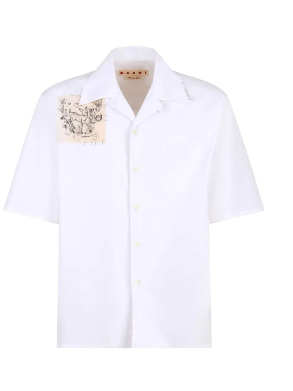 Marni White Poplin Bowling shirt w/ Dante Patch NWT - Size XXL